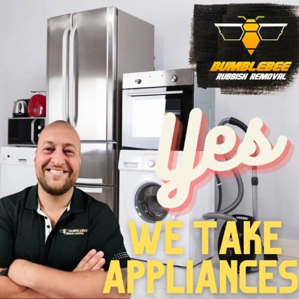 We Take Appliances graphics - Appliances behind the man